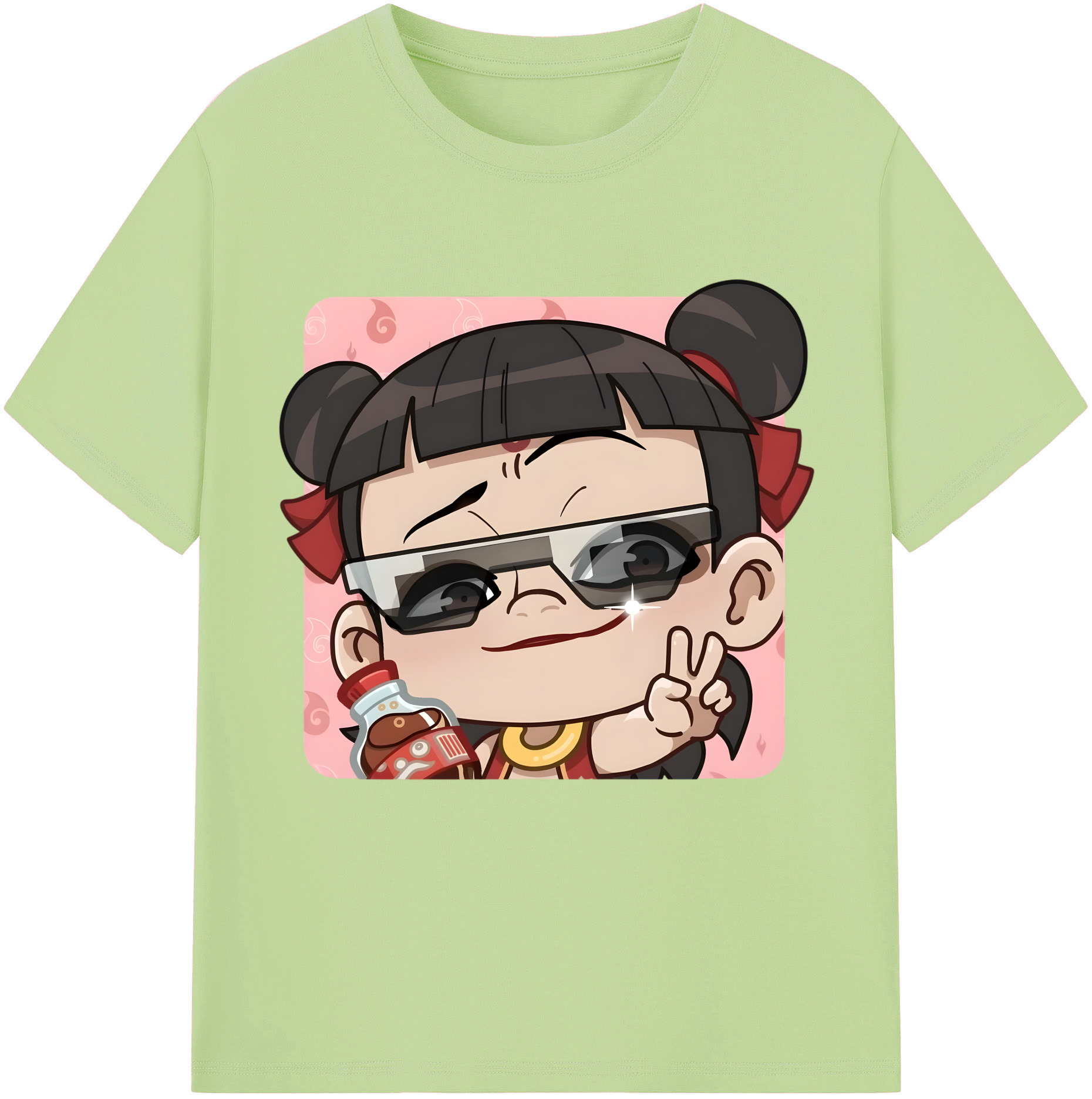 （画像用） Ne Zha 2 ナタ 魔童の大暴れ 綿100％半袖Tシャツ（フロントプリント）
